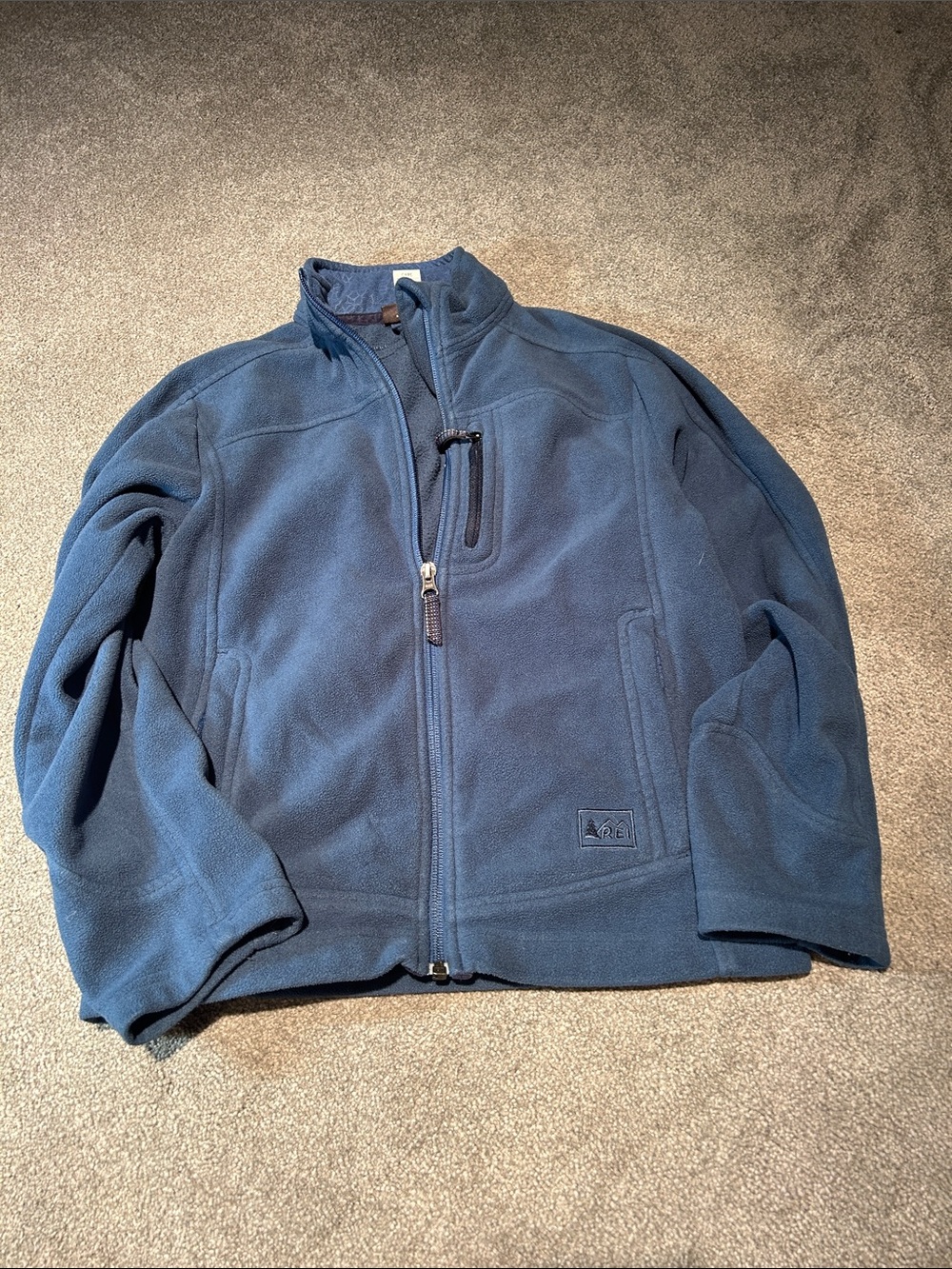 REI Navy Blue Fleece Jacket - Full Zip Lightweight Coat